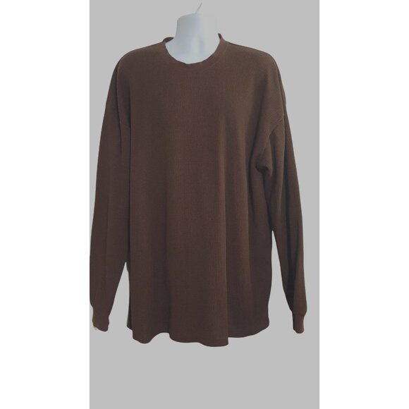 John Son Mens Long Sleeve Shirt 4XL Thermal Heavy Weight Brown - Picture 2 of 7